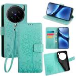 For vivo X200 Pro 5G Tree & Deer Embossed Leather Phone Case(Green)