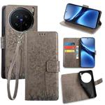 For vivo X200 Pro 5G Tree & Deer Embossed Leather Phone Case(Grey)