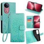 For vivo V50 5G Tree & Deer Embossed Leather Phone Case(Green)
