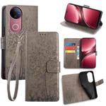 For vivo V50 5G Tree & Deer Embossed Leather Phone Case(Grey)
