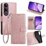For vivo V50 Lite 5G Tree & Deer Embossed Leather Phone Case(Rose Gold)
