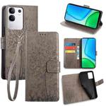 For vivo Y29 4G Global Tree & Deer Embossed Leather Phone Case(Grey)