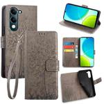 For vivo Y29s 5G / Y04 4G Tree & Deer Embossed Leather Phone Case(Grey)