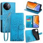 For vivo Y39 5G Global Tree & Deer Embossed Leather Phone Case(Blue)