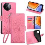 For vivo Y39 5G Global Tree & Deer Embossed Leather Phone Case(Pink)