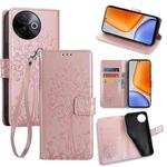 For vivo Y39 5G Global Tree & Deer Embossed Leather Phone Case(Rose Gold)