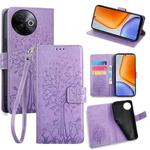For vivo Y39 5G Global Tree & Deer Embossed Leather Phone Case(Purple)