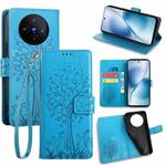 For vivo X200s Tree & Deer Embossed Leather Phone Case(Blue)