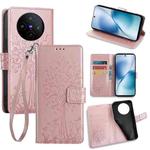 For vivo X200s Tree & Deer Embossed Leather Phone Case(Rose Gold)