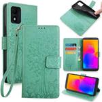 For Alcatel 1B 2022 Tree & Deer Embossed Leather Phone Case(Green)