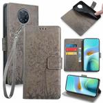 For Xiaomi Redmi K30 Ultra Tree & Deer Embossed Leather Phone Case(Grey)