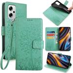 For Xiaomi  Redmi Note 11T Pro 5G Tree & Deer Embossed Leather Phone Case(Green)
