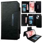 For iPhone 15 Multifunctional Seven Cards Wallet Leather Phone Case(Black)