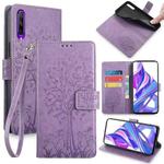 For Honor 9X Tree & Deer Embossed Leather Phone Case(Purple)