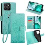 For Honor X8c 4G Tree & Deer Embossed Leather Phone Case(Green)