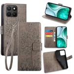 For Honor X8c 4G Tree & Deer Embossed Leather Phone Case(Grey)