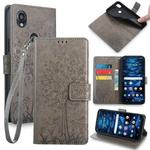 For Kyocera Digno SX3-KYG02 Tree & Deer Embossed Leather Phone Case(Grey)