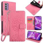 For Nokia G42 5G Tree & Deer Embossed Leather Phone Case(Pink)