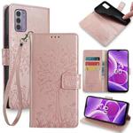 For Nokia G42 5G Tree & Deer Embossed Leather Phone Case(Rose Gold)