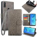 For Oukitel C16 Pro / C16 Tree & Deer Embossed Leather Phone Case(Grey)