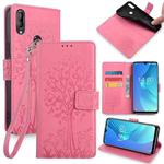 For Oukitel C16 Pro / C16 Tree & Deer Embossed Leather Phone Case(Pink)