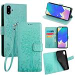 For Samsung Galaxy F06 5G Tree & Deer Embossed Leather Phone Case(Green)