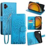 For Samsung Galaxy XCover 7 Pro 5G Tree & Deer Embossed Leather Phone Case(Blue)