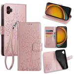 For Samsung Galaxy XCover 7 Pro 5G Tree & Deer Embossed Leather Phone Case(Rose Gold)