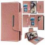 For Samsung Galaxy S24 Ultra 5G Multifunctional 7-Card Wallet Leather Phone Case(Rose Gold)