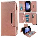 For Samsung Galaxy S23 FE 5G Multifunctional 7-Card Wallet Leather Phone Case(Rose Gold)