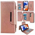 For Samsung Galaxy A14 4G/5G Multifunctional 7-Card Wallet Leather Phone Case(Rose Gold)