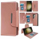 For Samsung Galaxy S23 Ultra 5G Multifunctional 7-Card Wallet Leather Phone Case(Rose Gold)