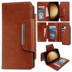 For Samsung Galaxy S23+ 5G Multifunctional 7-Card Wallet Leather Phone Case(Brown)