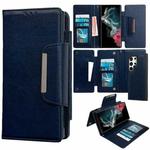 For Samsung Galaxy S22 Ultra 5G Multifunctional 7-Card Wallet Leather Phone Case(Royal Blue)