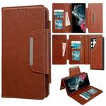 For Samsung Galaxy S22 Ultra 5G Multifunctional 7-Card Wallet Leather Phone Case(Brown)