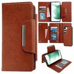 For Samsung Galaxy S22+ 5G Multifunctional 7-Card Wallet Leather Phone Case(Brown)