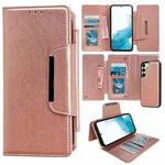 For Samsung Galaxy S22 5G Multifunctional 7-Card Wallet Leather Phone Case(Rose Gold)