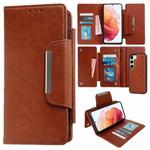 For Samsung Galaxy S21 5G Multifunctional 7-Card Wallet Leather Phone Case(Brown)