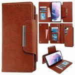 For Samsung Galaxy S21+ 5G Multifunctional 7-Card Wallet Leather Phone Case(Brown)