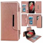 For Samsung Galaxy S21 Ultra 5G Multifunctional 7-Card Wallet Leather Phone Case(Rose Gold)