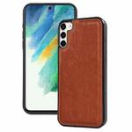 For Samsung Galaxy S21 FE 5G Cowhide Texture Back Cover Phone Case(Brown)