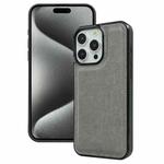 For iPhone 15 Pro Max Cowhide Texture Back Cover Phone Case(Grey)