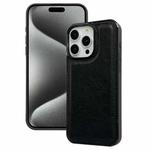 For iPhone 15 Pro Cowhide Texture Back Cover Phone Case(Black)
