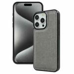 For iPhone 15 Pro Cowhide Texture Back Cover Phone Case(Grey)