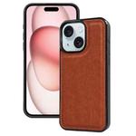 For iPhone 15 Cowhide Texture Back Cover Phone Case(Brown)