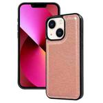 For iPhone 13 Cowhide Texture Back Cover Phone Case(Rose Gold)