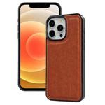 For iPhone 12 / 12 Pro Cowhide Texture Back Cover Phone Case(Brown)