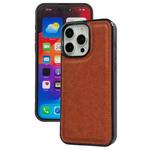 For iPhone 16 Pro Cowhide Texture Back Cover Phone Case(Brown)