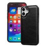 For iPhone 16 Plus Cowhide Texture Back Cover Phone Case(Black)