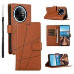 For vivo Y39 5G PU Genuine Leather Texture Embossed Line Phone Case(Brown)
